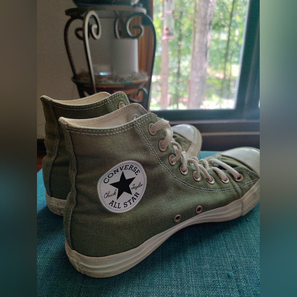 Custom Sage Green Converse Chuck Taylor – “The Moon & Saturn” – Women’s 9